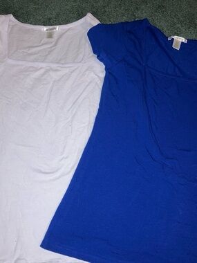 Classic Scoop Neck Women's Top - Blue and Light Pink